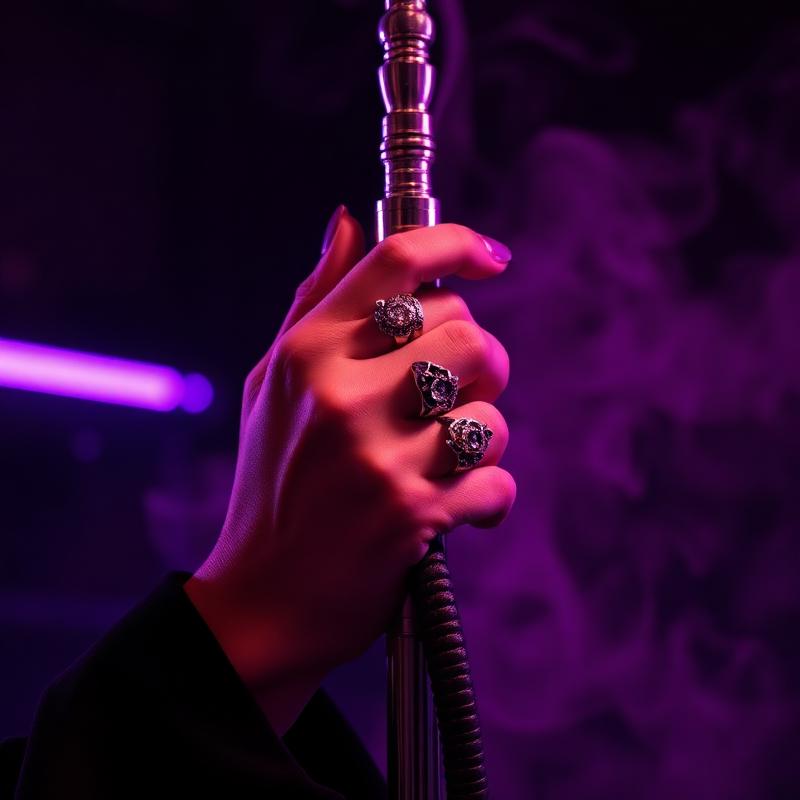 Mano sujetando una manguera de cachimba